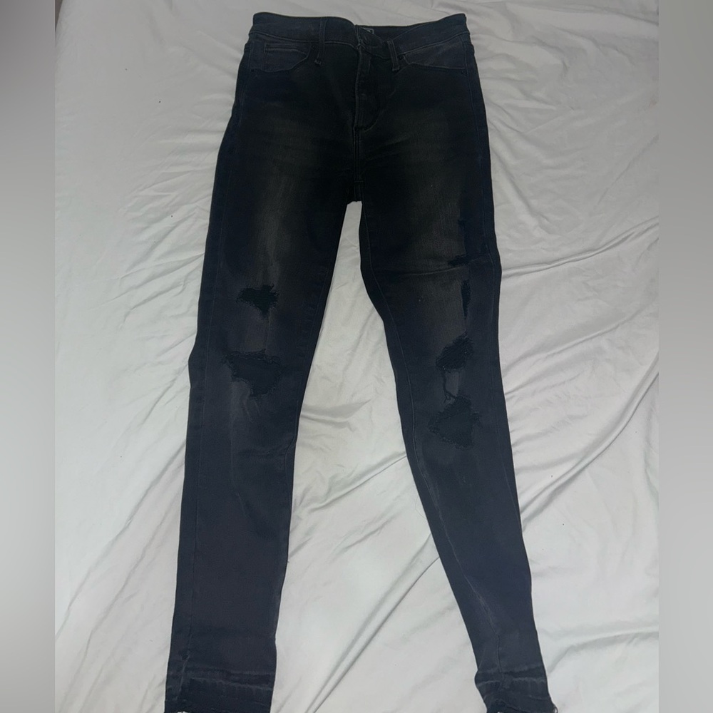 Abercrombie & Fitch Simone High Rise Ankle Women's Black Jeans Distressed 25 0R